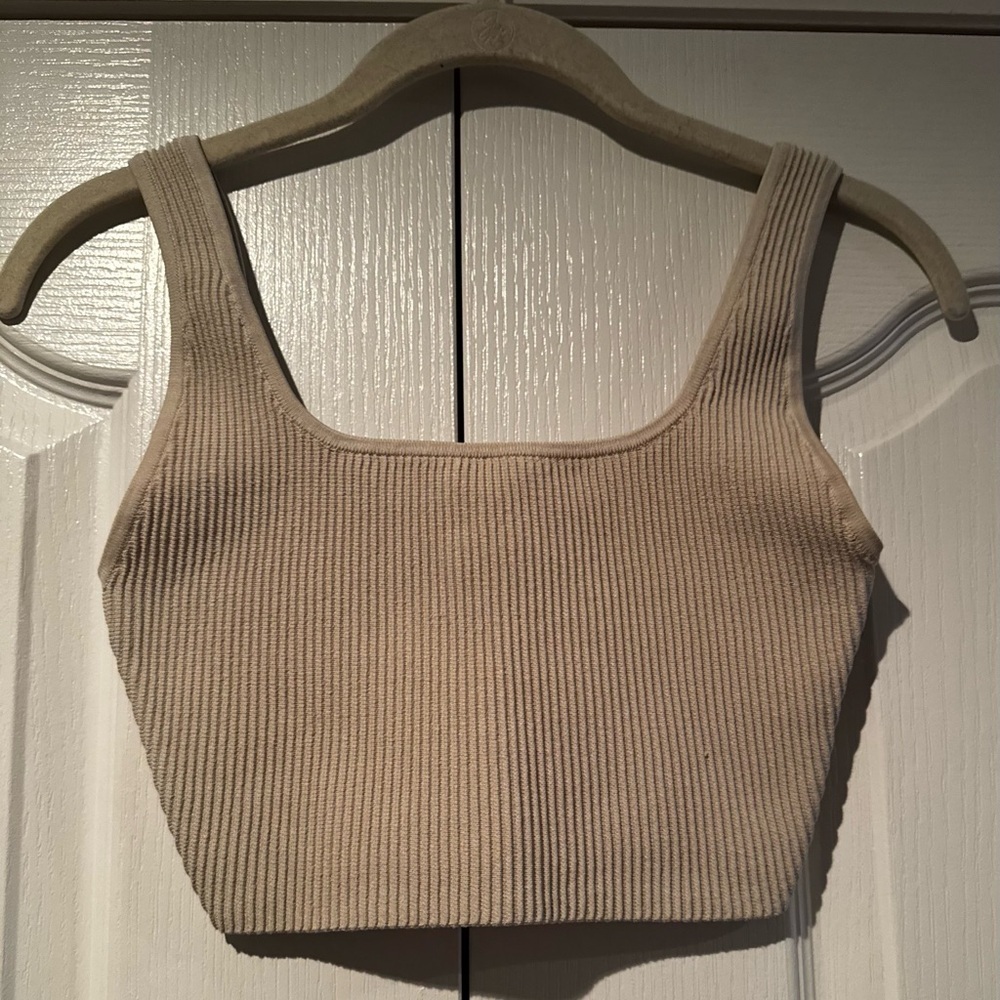 Babaton Beige Ribbed Bralette/Cropped Tank Top - Size XS